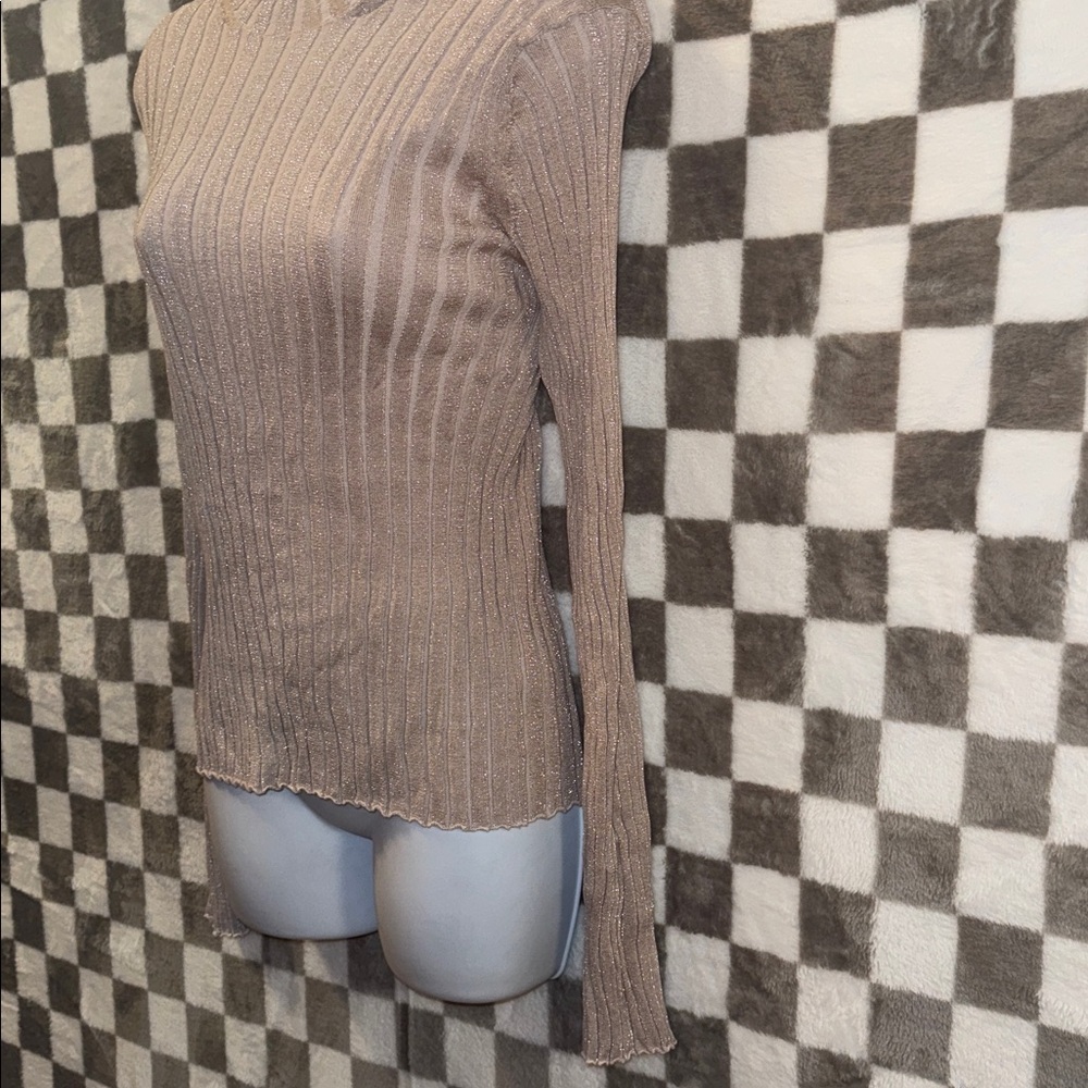 Vince Glitter Ribbed Women’s Long Sleeve Shirt Crew Neck Size XL/Extra Large - Picture 5 of 8